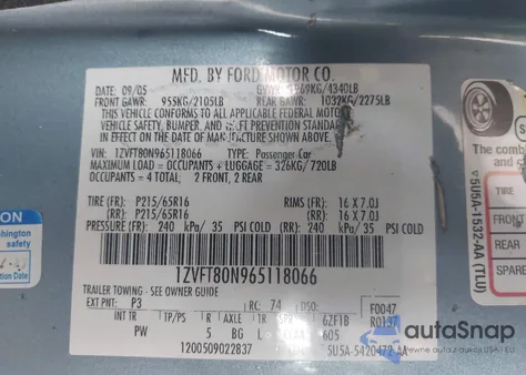 2006 Ford Mustang V6 from USA, damaged, VIN 1ZVFT80N965118066